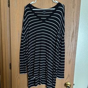Black and White Striped Women's Top